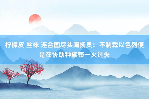 柠檬皮 丝袜 连合国尽头阐扬员：不制裁以色列便是在协助种族骤一火过失