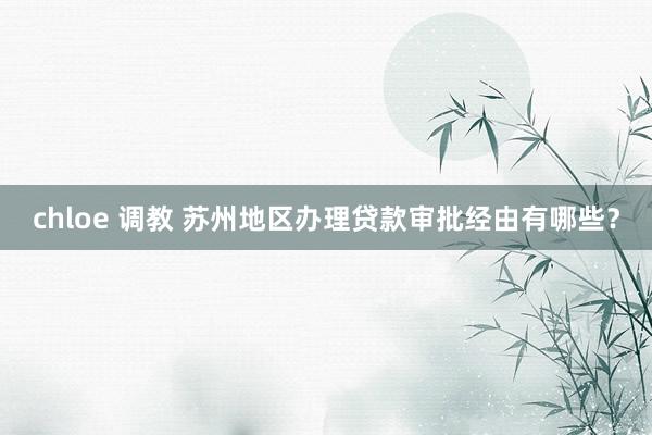 chloe 调教 苏州地区办理贷款审批经由有哪些？