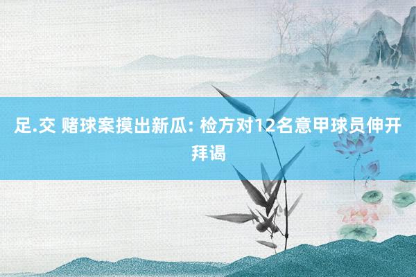 足.交 赌球案摸出新瓜: 检方对12名意甲球员伸开拜谒