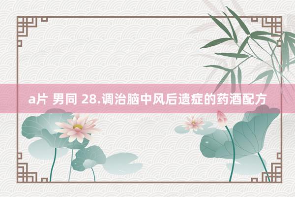 a片 男同 28.调治脑中风后遗症的药酒配方